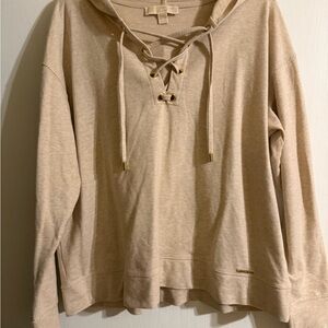Michael Kors Tan Lace-Up Sweatshirt